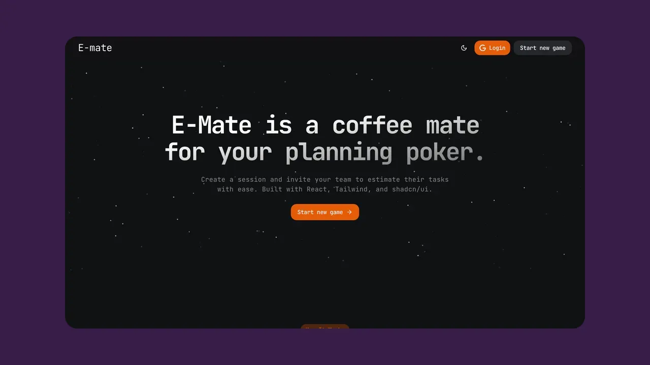screenshot of E-Mate in dark theme