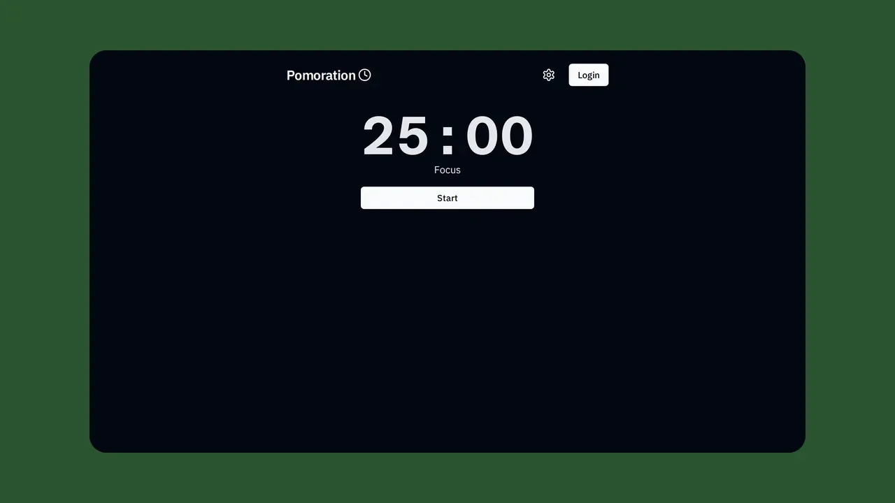 screenshot of Pomoration in dark theme